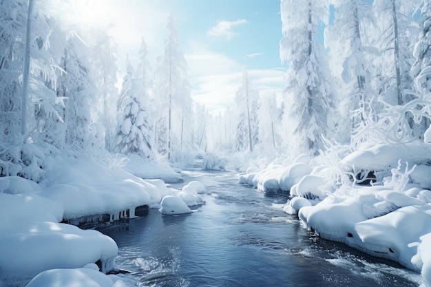 Fotografia di acqua ghiacciata del paese delle meraviglie invernale