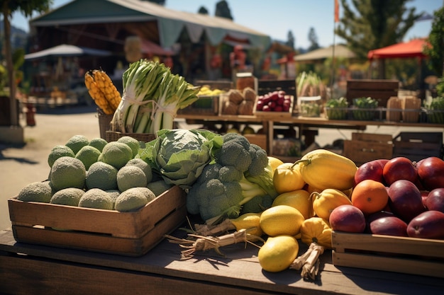 Fotografia di alimenti freschi nei mercati locali degli agricoltori biologici