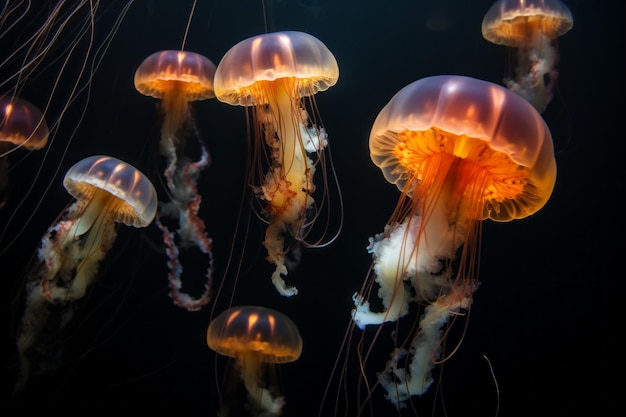 Fotografia di animali marini di danza subacquea di meduse