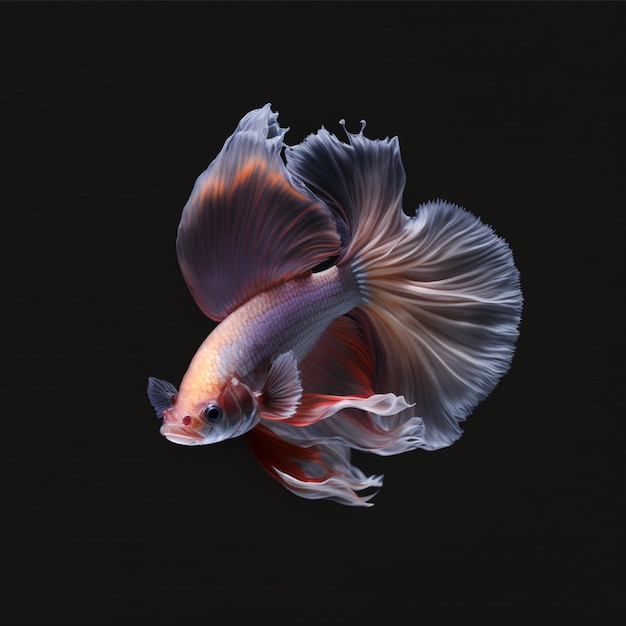 Fotografia di bellezza Bettafish colorato su sfondo nero acquatico dell'acquario