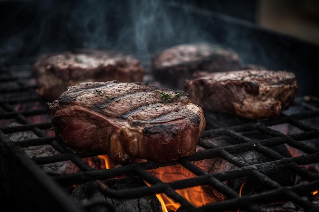 Fotografia di carne alla griglia AI generativa