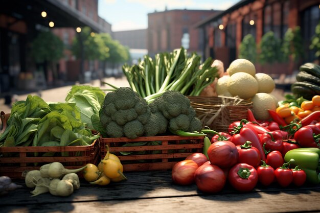 Fotografia di cibi freschi nei mercati degli agricoltori urbani