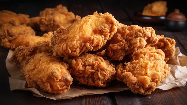 Fotografia di cibo da tavolo delizioso di pollo fritto croccante