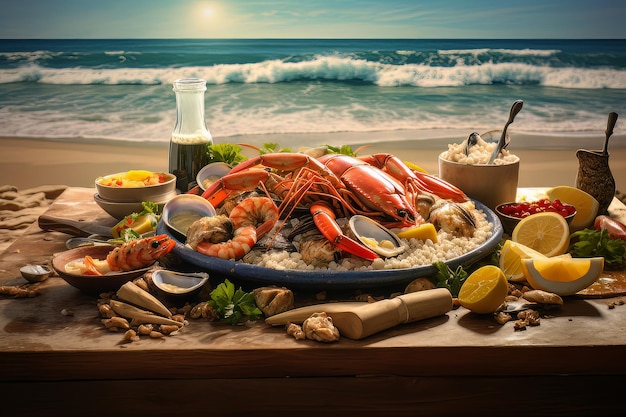 Fotografia di cibo della cucina brasiliana sulla spiaggia