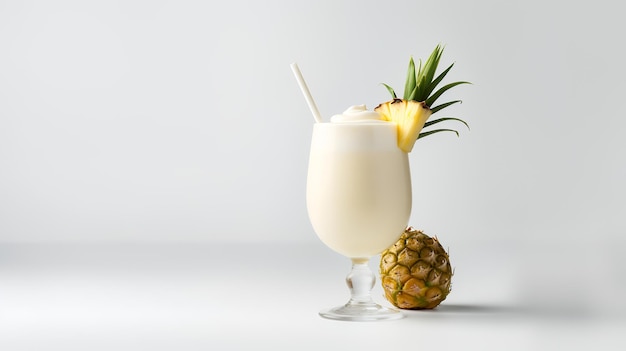 Fotografia di cibo di Pina Colada con pezzi di ananasisolato su sfondo bianco Fotografia di cibo o