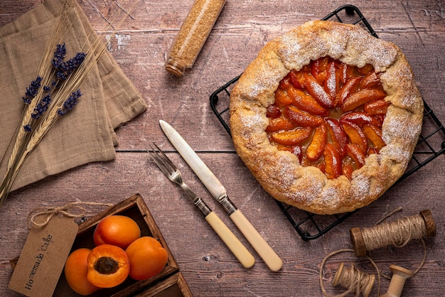 Fotografia di cibo di torta di albicocche