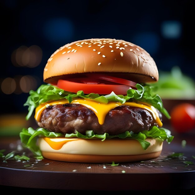 Fotografia di cibo di un delizioso hamburger fotografia commerciale