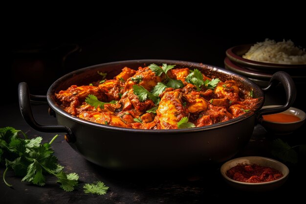 Fotografia di cibo indiano di pollo vindaloo