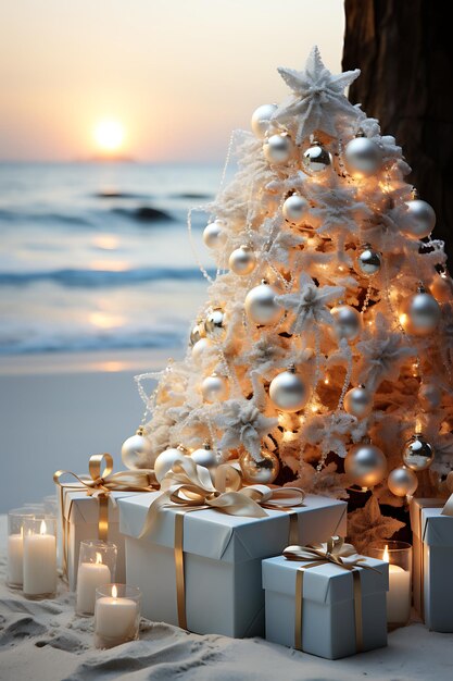 Fotografia di decorazioni natalizie costiere dell'albero di Natale