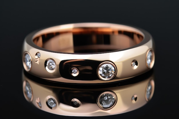 fotografia di gioielli con anelli premium e di design con intelligenza artificiale generativa di pietre preziose lucenti