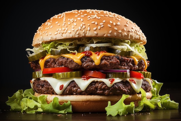 fotografia di hamburger in uno studio coperto pubblicità professionale fotografia di cibo