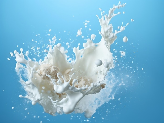 Fotografia di latte o yogurt che vola nell'aria