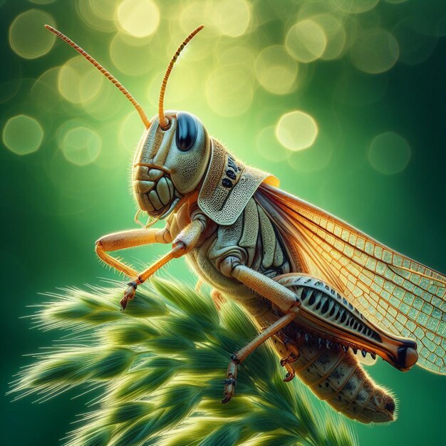 fotografia di macro insetti di cavalletta verde