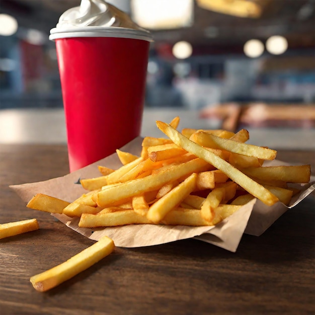 Fotografia di patatine fritte in un ristorante