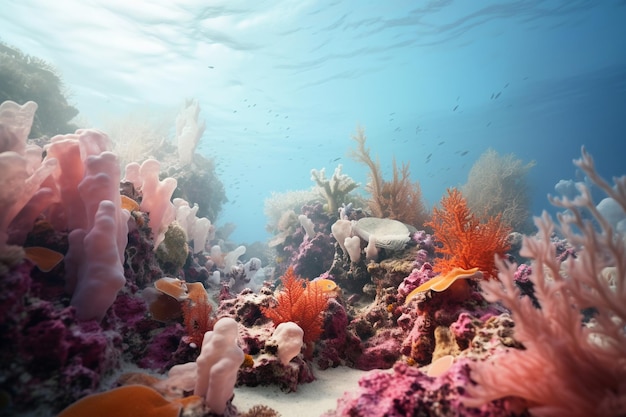 Fotografia di persone che si immergono in barriere coralline colorate e preservate esplorando la ricchezza dell'oceano