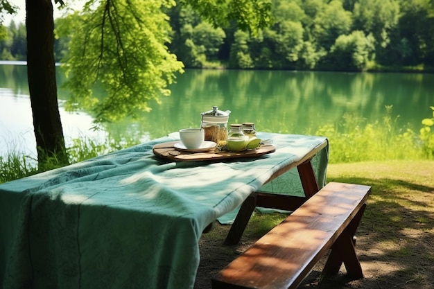 Fotografia di picnic al lago