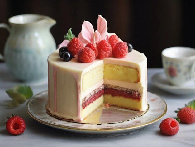 Fotografia di prodotto di torta con sfondo bianco.