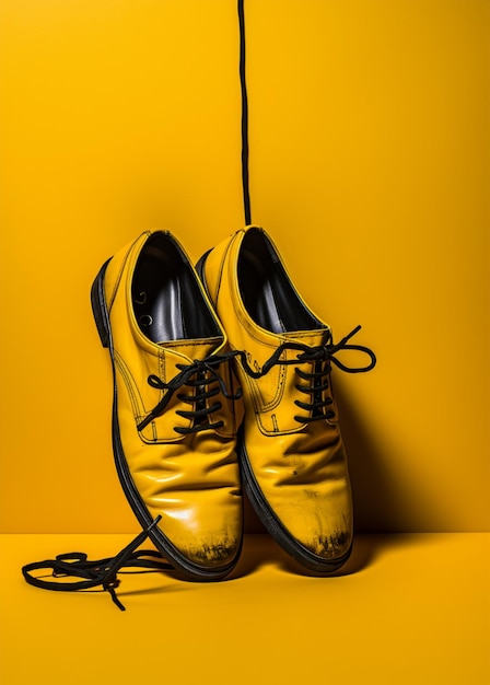 fotografia di scarpe gialle su sfondo giallo