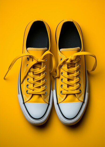 fotografia di scarpe gialle su sfondo giallo