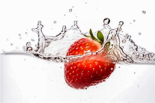 Fotografia di spruzzi d'acqua alla fragola ai generativa