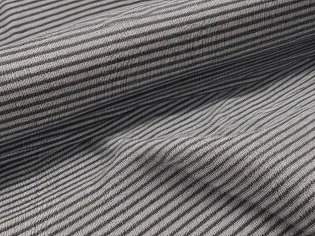 Fotografia di tessuto di cotone nero a righe vista dall'alto tessuto di cotone e poliestere