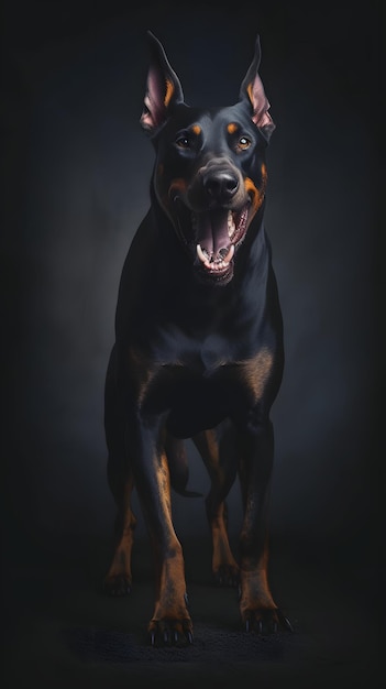fotografia di un cane Doberman arrabbiato