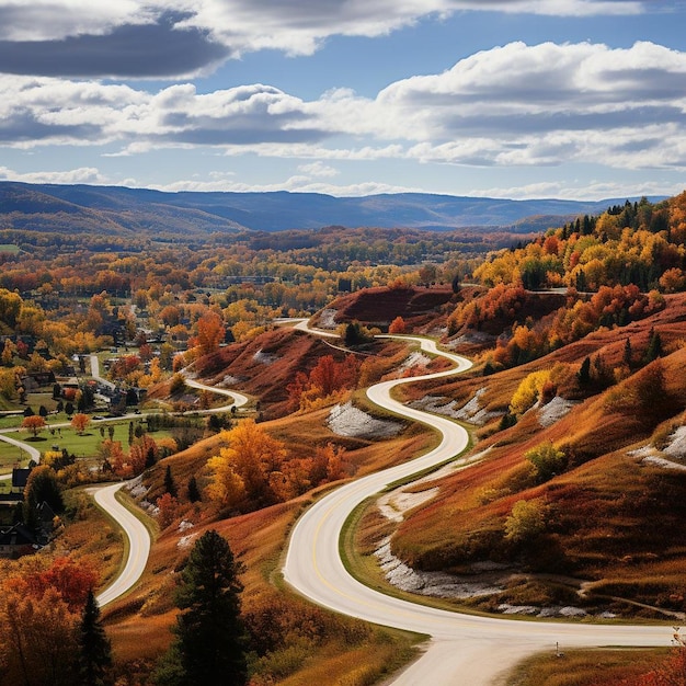 Fotografia di un paesaggio autunnale che si svolge in un arazzo di natura