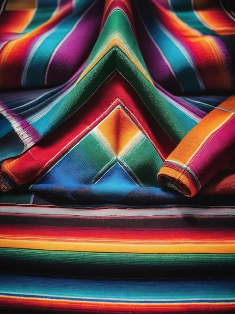 Fotografia di una colorata coperta messicana sullo sfondo