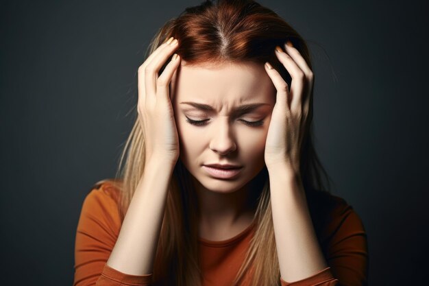 Fotografia di una donna che soffre di stress e ansia creata con l'AI generativa