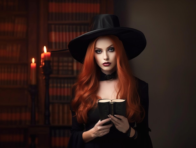 fotografia di una donna con un costume di strega per Halloween
