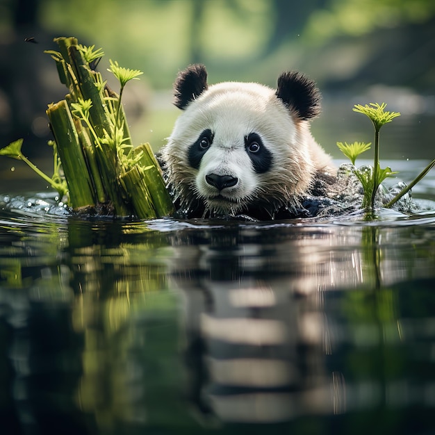 Fotografia di una fauna selvatica di un panda nella foresta