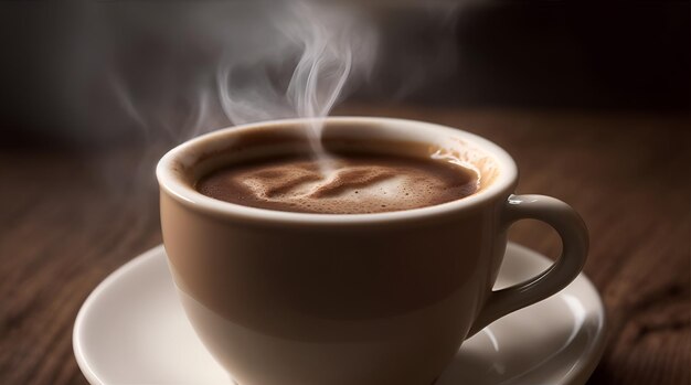 Fotografia di una tazza di caffè al vapore con dettagli complessi del vapore Giornata internazionale del caffè
