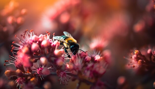 Fotografia di vibrante paesaggio primaverile con un calabrone