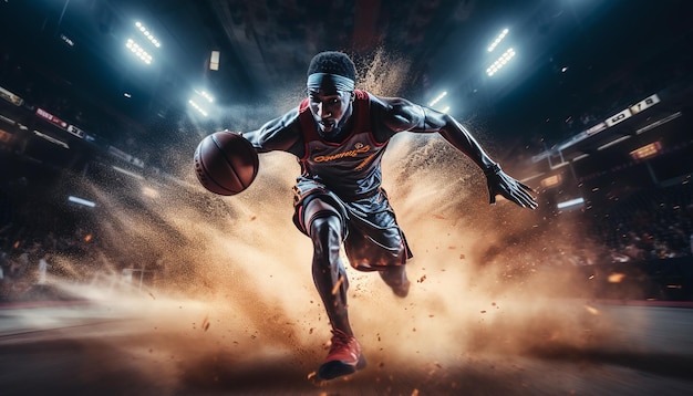 Fotografia dinamica editoriale di basket in azione