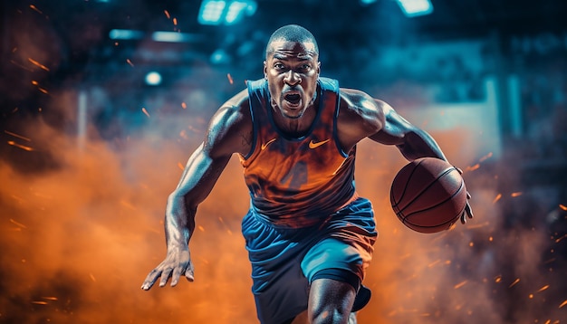 Fotografia dinamica editoriale di basket in azione