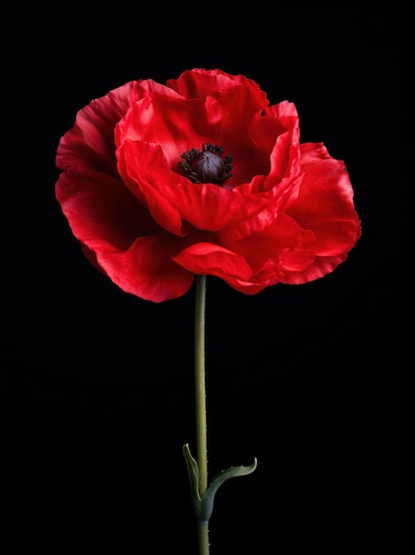 Fotografia Fiore isolato su sfondo nero papavero