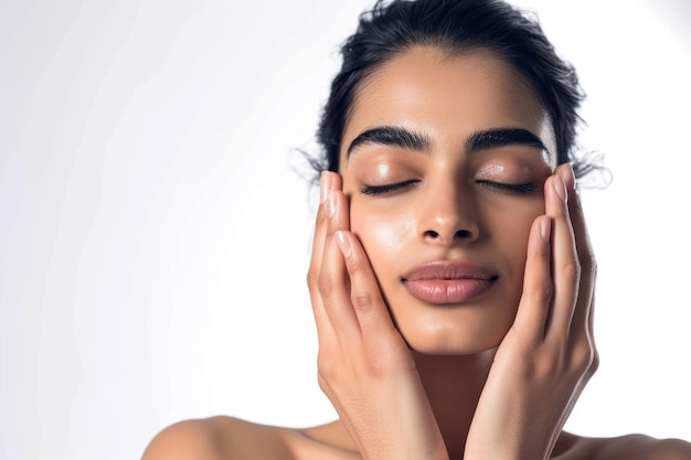 Fotografia gratuita di modelle indiane per la cura della pelle e il trucco ritratto ravvicinato