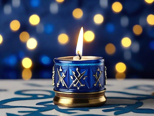 Fotografia gratuita in primo piano del supporto per la candela di Hanukkah