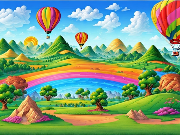 Fotografia gratuita sullo sfondo della scena del parco naturale con l'arcobaleno nel cielo