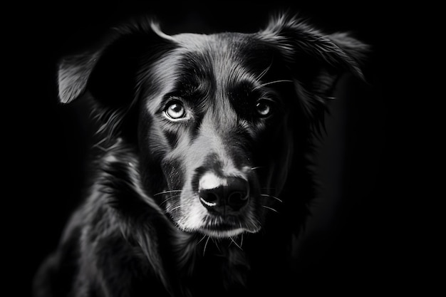 Fotografia in scala di grigio di un cane