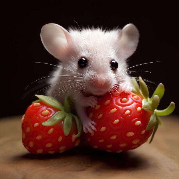 Fotografia incrociata tra fragola e topo