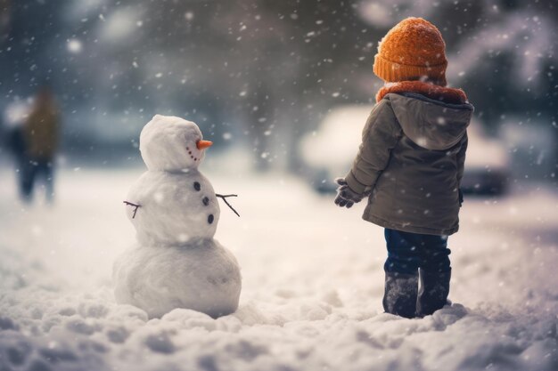 Fotografia La neve cade dolcemente creando uno sfondo sfocato di bianco