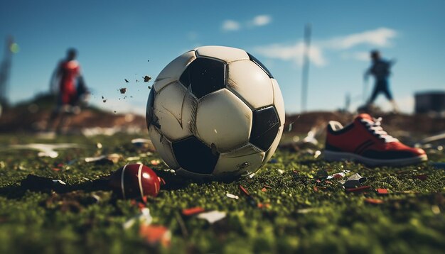 Fotografia macro di alta qualità di oggetti di calcio