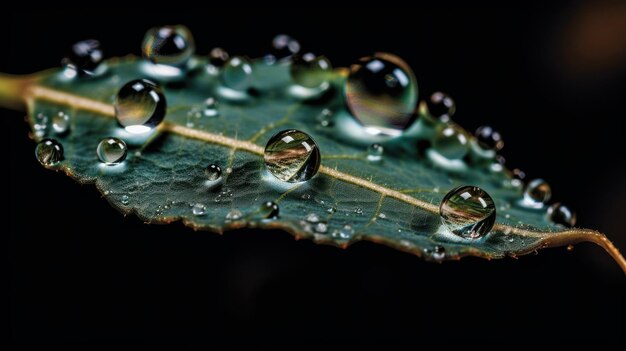 Fotografia macro di Dewdrop sulla foglia