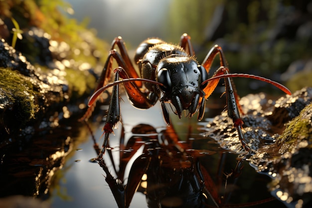 Fotografia macro di formiche su uno sfondo scuro8