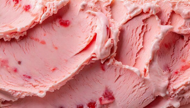 Fotografia macro di primo piano del gelato alla fragola come sfondo