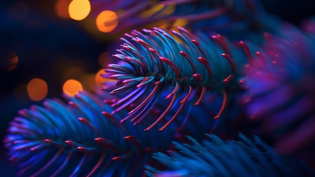 Fotografia macro di un albero di Natale sullo sfondo di Natale