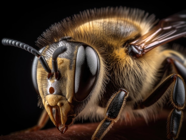 Fotografia macro di un'ape mellifera