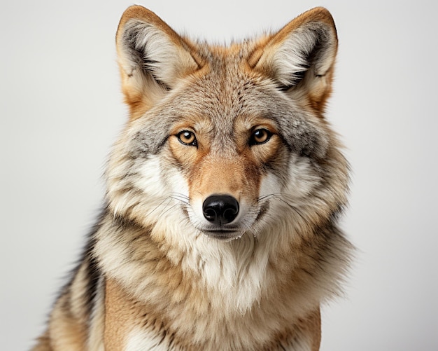 Fotografia minimalista di Coyote isolato sfondo bianco