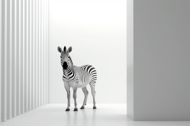 Fotografia minimalista di una zebra